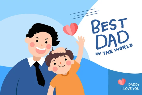 Mutlu Babalar Günü Kutlamalarının Temsilci Illüstrasyonları Baba Çocuk Birlikte Mutlu — Stok Vektör