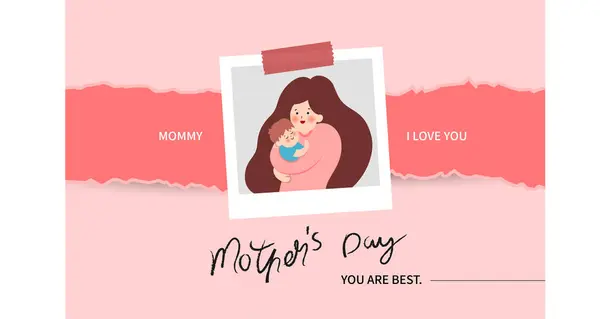 Neşeli Anneler Günü Kutlamalarının Temsili Temsilcisi Anneler Günü Nde Kucağında — Stok Vektör