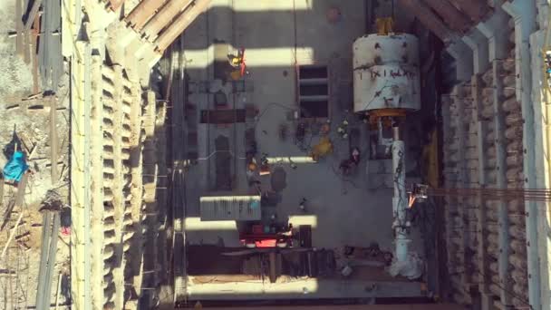 Instalacja Maszyn Wiercenia Tuneli Budowie Tuneli Metra Powolny Ruch Powietrza — Wideo stockowe