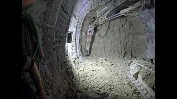 Trabajos Excavación Con Método Natm Túnel Subterráneo Del Metro — Vídeo de stock