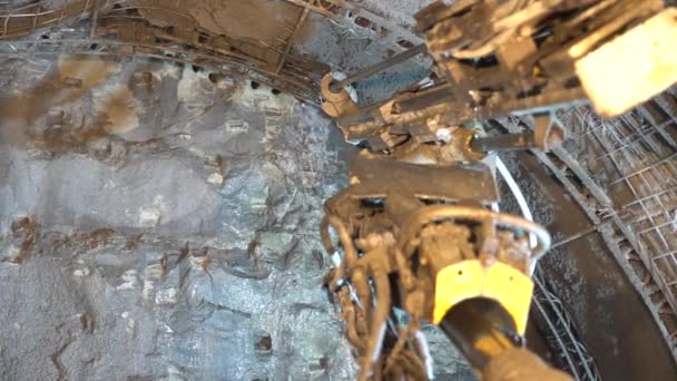 Travaux Forage Excavation Avec Méthode Natm Dans Tunnel Souterrain — Video