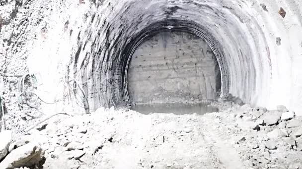 Aushubarbeiten Mit Natm Methode Bahn Tunnel — Stockvideo