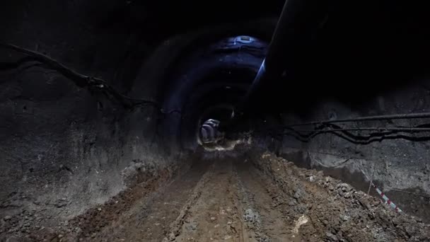 Vykopávky Metodou Natm Podzemním Tunelu Metra — Stock video