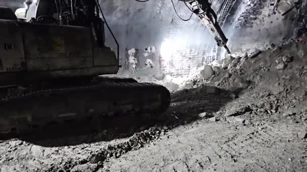 Prace Wykopaliskowe Metodą Natm Podziemnym Tunelu Metra — Wideo stockowe
