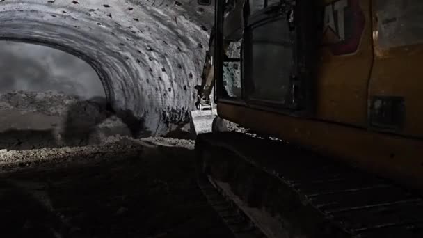 Εργασίες Εκσκαφής Μέθοδο Natm Υπόγεια Σήραγγα Του Μετρό — Αρχείο Βίντεο