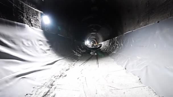 Inverter Betonguss Mit Natm Methode Bahn Tunnel — Stockvideo