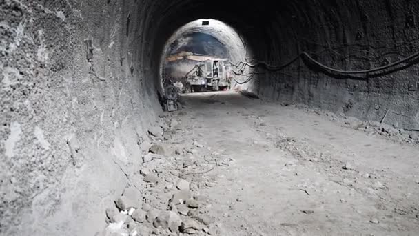 Construction Equipment Excavating Subway Mining Tunnel — Stock Video