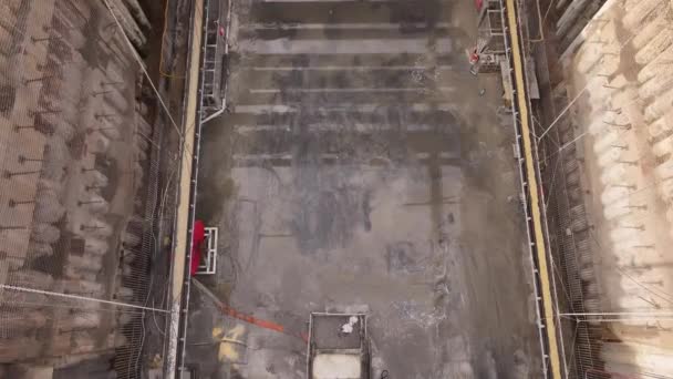 Subway Station Construction Steel Pipe Strut Conveyor Belt System — Stock Video