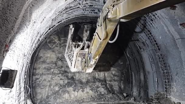 Método Arco Paraguas Con Equipo Construcción Construcción Del Túnel Del — Vídeos de Stock