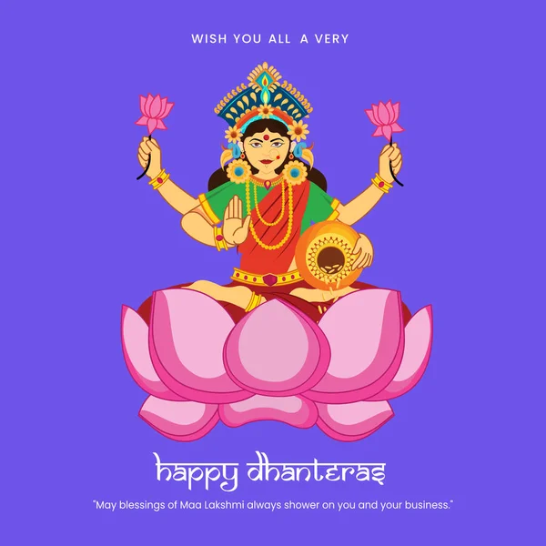 Illustration Der Göttin Laxmi Maa Für Happy Dhanteras Und Happy — Stockvektor