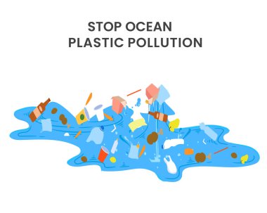Plastik çoklu çanta atık su kirliliği konseptiyle kirli nehri kirleten deniz çöpleri.