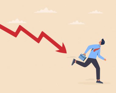 İşadamı finansal kriz konseptinden kaçtı.
