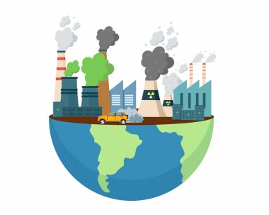 Taşımacılık ve endüstriyel bacalar hava kirliliğine yol açan yol sisi, fabrikalar duman ve endüstriyel karbondioksit bulutları