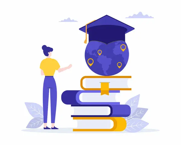 Utbildning Världen Gradueringstaket För Böcker Stack Investeringar Utbildning — Stock vektor