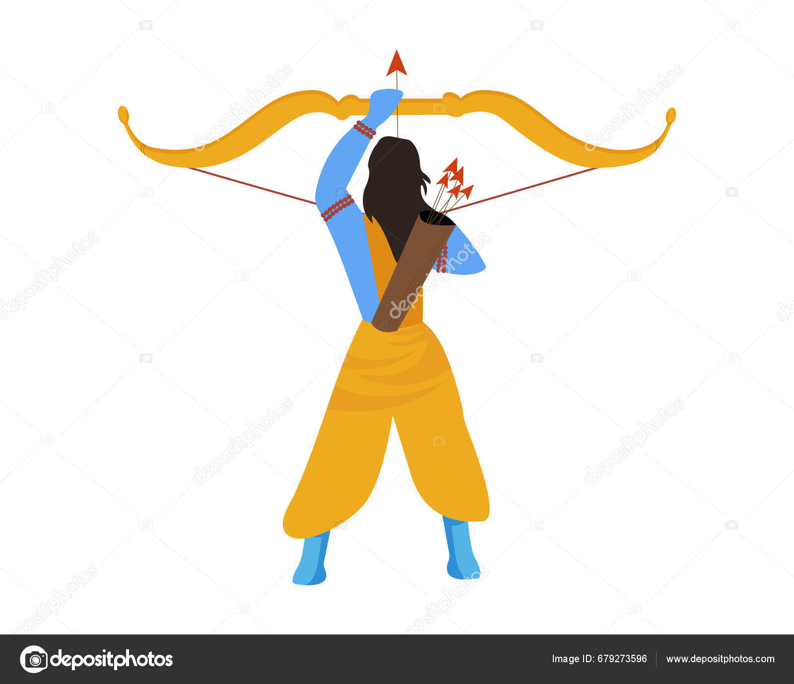 Hands Lord Rama Holding Big Bow Arrow Celebrating Shri Ram Stock Vector ...