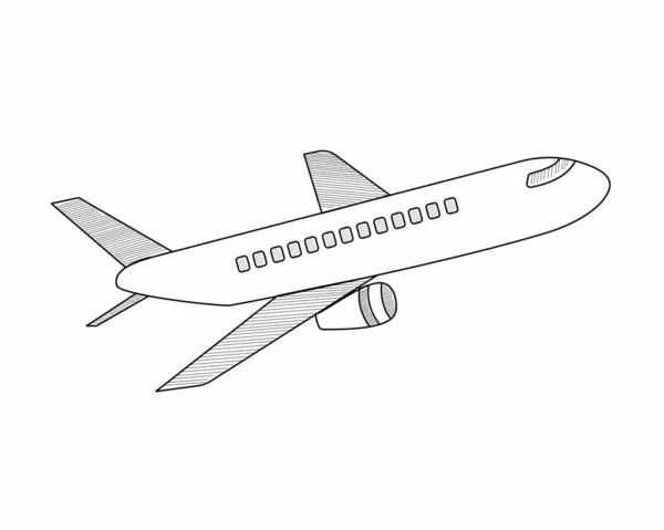 Vliegtuig Schets Tekening Vector Illusie — Stockvector