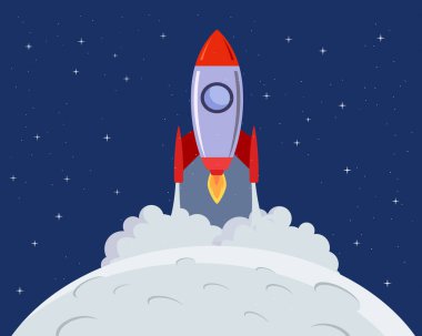 Chandrayaan uzaya uzay roketi fırlattı. Karanlık gökyüzü arka planında duman bulutları vardı.