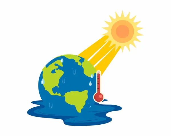 온난화를 멈추고 문제의 고온과 날씨로부터 지구를 구하십시오 — 스톡 벡터