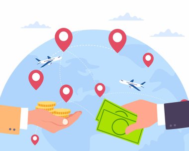 Uluslararası para transferi kavramı çevrimiçi bankacılık mali işlem