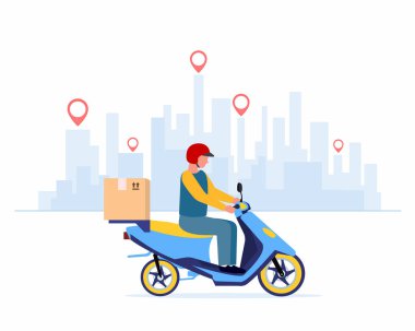 Yiyecek teslimatçısı şehirdeki müşterilere hızlı ve ücretsiz teslimat hizmeti veriyor..