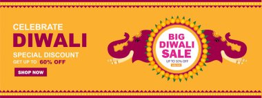 Mutlu Diwali Dhanteras Büyük Hint Festivali Satış Şablonu Şablonu tasarım vektör çizimi