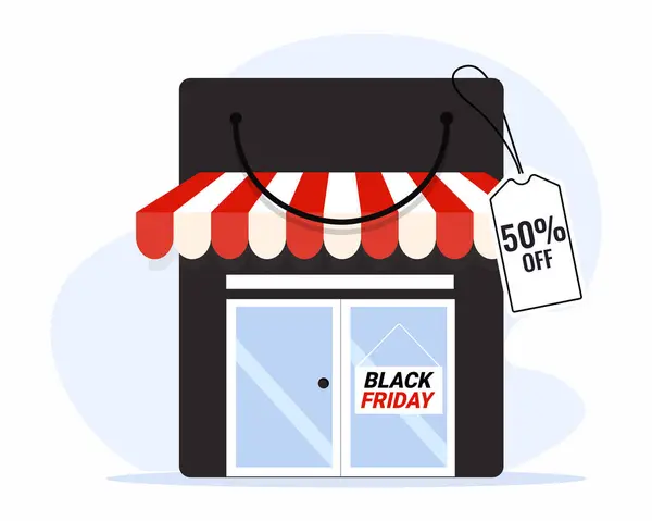 Vente Black Friday Remise Big Shopping Bag Stor Huge Discount — Image vectorielle