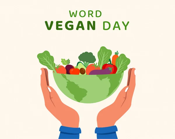 Journée Mondiale Végétalienne Est Célébrée Chaque Année 1Er Novembre Pour — Image vectorielle