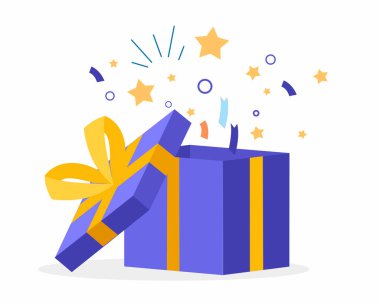 hediye kutusunu aç sürpriz kazanç noktası sadakat programı ve ödül vektör illüstrasyonunu al