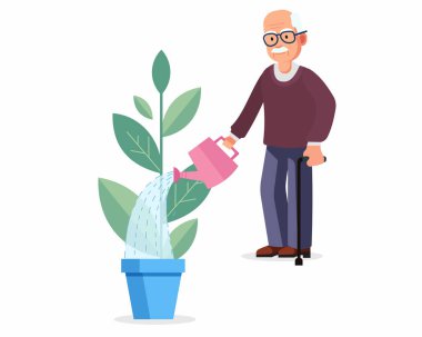 Yaşlılar, emekli vektör illüstrasyonundan sonra yaşamak için emeklilik veya yatırım emekliliği fonuna para için su veriyor