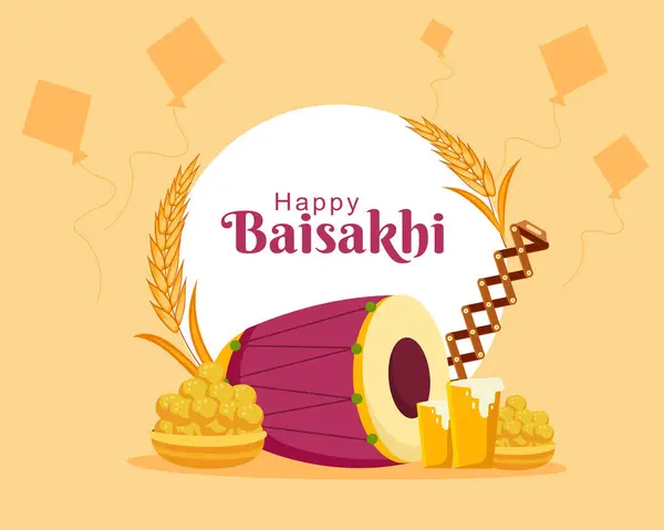 Stock vector happy Baisakhi festival in Punjab