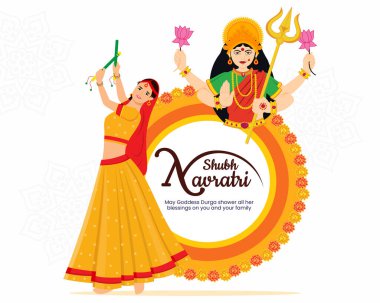 garba night for navratri dussehra festival of india women playing dandiya dance vector illustration clipart