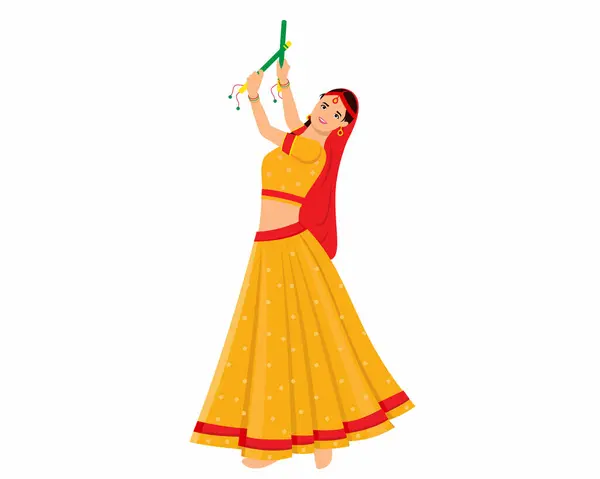 stock vector beautiful indian young woman playing dandiya in garba night for navratri dussehra festival of india vector illustration