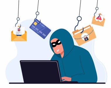 Hacker kullanıcı özel bilgilerini çalıyor, kişisel bilgileri, kredi kartı, e-posta, belge, çevrimiçi dolandırıcılık ve dolandırıcılık