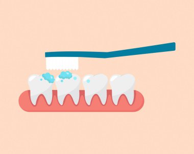 Diş fırçalama diş macunu köpüğü köpük ağız temizliği vektör illüstrasyonu