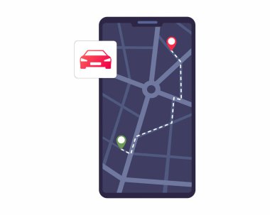 Mobil ulaşım uygulaması şehir haritası konum pin taksi siparişi çevrimiçi servis