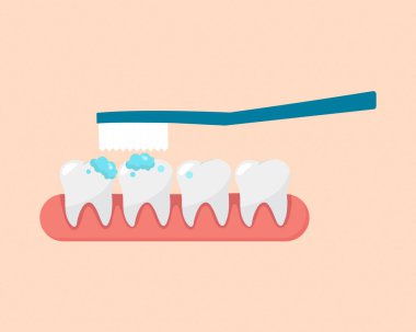 Diş fırçalama diş macunu köpüğü köpük ağız temizliği vektör illüstrasyonu