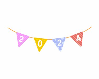 Mutlu yıllar 2024 Bunting asma vektör çizimi