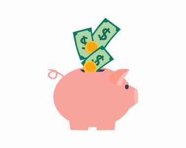 Piggy Bank ile para tasarrufu güvenli finansman yatırım düz vektör çizimi