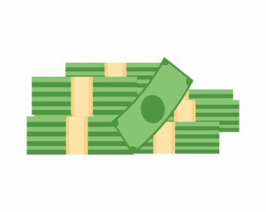 Büyük banknot para paketleri düz vektör illüstrasyon