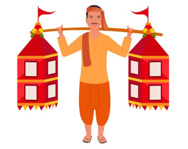  Shiva kanvaryalarının hac ibadeti Kanvar 'ı omuzlarında Haridwar' ın Hindu hac bölgelerine taşır.