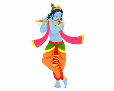 Lord Krishna, Janmashtami festivalini kutlarken Bansuri çalıyor.