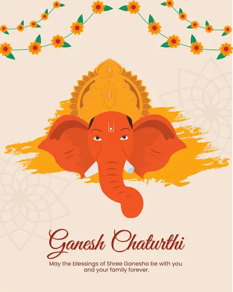 stock vector Happy ganesh chaturthi Indian festival celebration ganpati face Indian design with garland decoration.