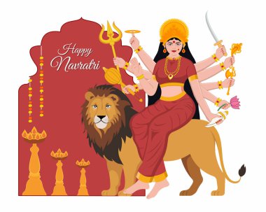Tanrıça Durga 'nın 9 avatarı mutlu Navratri Festivali Hint Hindu tanrıçası Durga