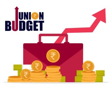 union budget of india 2025 with budget briefcase and financial growth arrow clipart