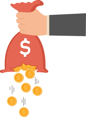 Bozuk para çantası mali stres veya tasarruf sorunları vektör illüstrasyonu ile mali kriz betimlemesi