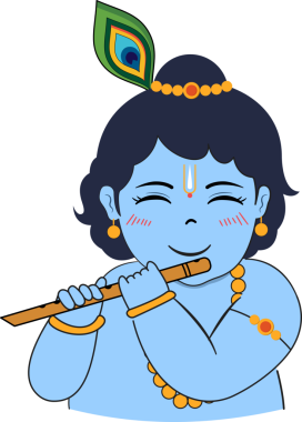 Krishna Janmashtami festivali için flüt çalan şirin Krishna 'nın resmi.
