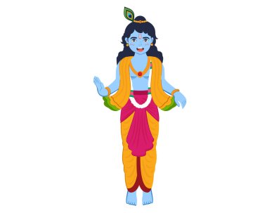 Krishna Janmashtami festivali için flüt çalmanın vektör çizimi