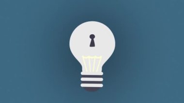 Girişimci ticari fikirlerin ve çözümlerin yeniliğinin kilidini açıyor. Ampul animasyonu