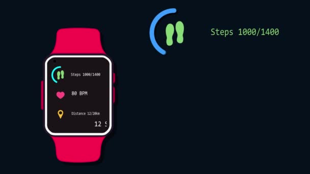 Fitness Tracker Smartwatch Πολλαπλές Λειτουργίες Παρακολούθησης Της Υγείας — Αρχείο Βίντεο