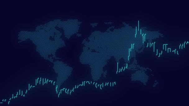 Forex Trading Graph Diagramm Über Weltkarte Futuristische Animation — Stockvideo